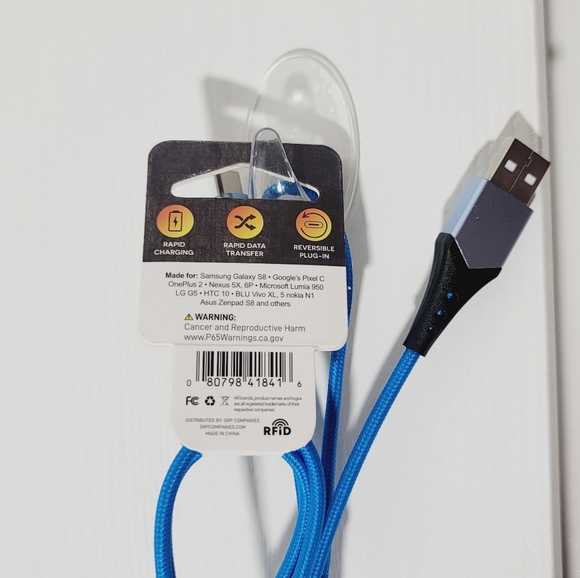 COPY - NEW CELLTRONIX Titanium Xtra Long Cable USB Type C 8Ft (Blue) - Picture 3 of 4